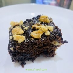 Recipe- Whole Wheat Walnut Chocolate Brownie Cake (Eggless)